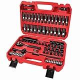 LLNDEI 1/4 inch Drive Impact Socket Set 83 Piece,Standard SAE(5/32-9/16 inch) Metric Size(4-15mm),72T Ratchet Wrench Handle,CR-V Mechanics Tool Set with Adapter,Screwdriver Bits for Automotive Repair