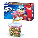 Ziploc Quart Food Storage Bags, Stay Open Design with Stand-Up Bottom, Easy to Fill, 48 Count