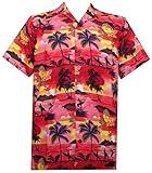 ALVISH Hawaiian Shirt | Perfect for Beach, Luau, Casual Occasions Relax fit Red M