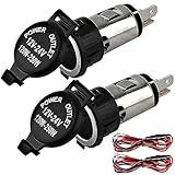 Cigarette Lighter Socket, DC 12V Car Cigarette Lighter,12 Volt Female Power Outlet Socket Replacement with Cover Wiring Harness Waterproof for Automotive Truck RV Boat(2 Pack)