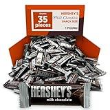 Hershys Milk Chocolate Snack Size 1 Pound Approx 35 Pieces Individually Wrapped Snacks - Candy Bulk Hershys Chocolate Candy Bars - Bulk Candy Individually Wrapped Chocolate Bar Milk Chocolate Office Candy - Parties, Celebrations Chocolate - Hershys Chocolate Snack Size Perfect Snacks For Adults & Kids