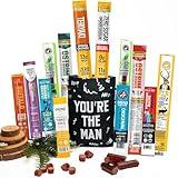 Jerky Sticks Gift for Men - Curated Assortment of High Protein Snacks - Alternative to Beef Jerky Gift Basket - Beef & Turkey Jerky Variety Pack Gift Set, Exotic Meat Gift for Men & Women