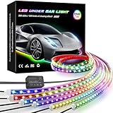 KORJO Car Underglow Lights, 6 Pcs Bluetooth Led Strip Lights with Dream Color Chasing, APP Control 12V 300 LEDs Underbody Lights, Waterproof Underglow Led Light Kit for Cars, Trucks, Boats