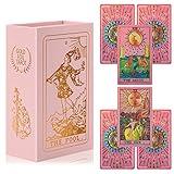 LYINGFISH Tarot Cards Pink Tarot Cards with Guide Book Waterproof and Wrinkle Resistant Tarot Gold Foil Tarot Cards for Beginners Pink Tarot Deck Tarot Cards with Meanings on Them Gold Tarot Cards