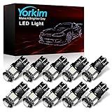 Yorkim 194 LED Bulbs Green Super Bright Newest 5th Generation, T10 LED Bulbs, 168 LED Bulb, LED Bulbs for Car Interior Dome Map Door Courtesy License Plate Lights W5W 2825, Pack of 10