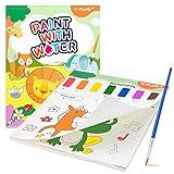 YPLUS Paint with Water Books for Toddlers, Watercolor Painting Paper for Kids Ages 1-3, 2-4, Art Craft Gift for Drawing with Brush, Animals