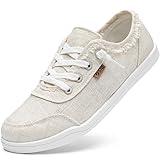 STQ Womens Canvas Shoes Cute Casual Sneakers Low Top Fashion Comfortable for Walking Beige Size 8.5