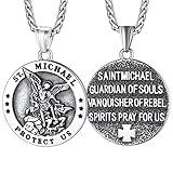 FaithHeart Saint Michael Necklace for Men Round Medal Pendant Christian Saints Amulet Jewelry