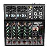 GUDEHOLO 6-Channel Professional DJ Audio Mixer, DJ Controller Sound Mixer DSP 16 Preset Effects, Ideal for Home Party and Karaoke