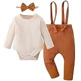 CARETOO 18 Months Girl Clothes 3 Packs Long Sleeve White Brown Cute Baby Girl Clothes Summer 1t 12 Months