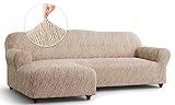 PAULATO BY GA.I.CO. Couch Cover - Sofa Slipcover - Furniture Cover - Couch Slipcover - Two-Way Stretch Furniture Cover - Made in Italy - Jacquard 3D Collection (Left-Facing Chaise, Beige Vento)