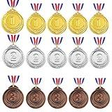 Darovly 15 Pieces Gold Silver Bronze Award Medals with Ribbon Necklaces for Sports,Games,Competition,Students Rewards,Talent Show,Parties,Metal Winner Style, 2 Inches