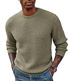 PJ PAUL JONES Sweaters for Men Crewneck Cable Knit Waffle Textured Pullover Sweater Men Green