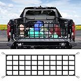 Tailgate Net for Pickup Truck Bed - Cargo Trucks Bed Divider for Full Size Truck 60'' x 18'' (Black) - Mesh Tail gate Competible with Chevy, Ford, Tacoma, Toyota, Ram etc