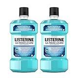 Listerine Ultraclean Oral Care Antiseptic Mouthwash, Everfresh Technology to Help Fight Bad Breath, Gingivitis, Plaque & Tartar, ADA-Accepted Oral Rinse, Cool Mint, 1 L, Pack of 2