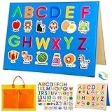 Foldable,Freestanding Felt Flannel Board Set for Toddlers,With 75 Felt Learning Letters Numbers Pieces,Double-Sided,With Storage Bag,for Parent-Child Story Time,Preschool,Classroom,Journey Time