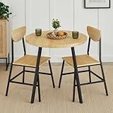 Best Choice Products 3-Piece Mid-Century Modern Round Dining Set, Space Saving Dinette for Kitchen, Dining Room, Small Space w/Metal Legs - Natural