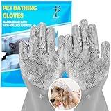 ZENELANEP Pet Grooming Gloves - High-Density Silicone Gloves with Enhanced Five Finger Design for Massaging and Bathing Dogs and Cats (Grey)