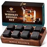 Whiskey Stones Gift Set by Royal Reserve – Artisan Crafted Reusable Chilling Rocks for Scotch Bourbon – Modern Stocking Stuffer for Men Guy Dad Boyfriend Anniversary or Retirement