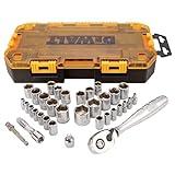 DEWALT Socket Set, 1/4-Inch & 3/8-Inch Drive, SAE/Metric, 34-Piece (DWMT73804)