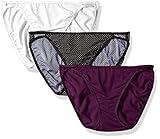 Vanity Fair Women's 3 Pack Illumination String Bikini Panty 18308, Star White/Premiere Dot Print/Sangria, 8