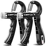 KDG Hand Grip Strengthener 2 Pack(Black) Adjustable Resistance 10-130 lbs Forearm Exerciser，Grip Strength Trainer for Muscle Building and Injury Recovery for Athletes