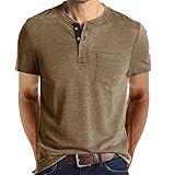 Olidarua Mens Casual Short Sleeve Henley Shirts Fashion Button T Shirts with Pocket