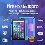 Amazon Fire HD 8 Kids Pro tablet- 2022, ages 6-12 | 8" HD screen, slim case for older kids, ad-free content, parental controls, 13-hr battery, 32 GB, Cyber Blue