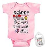 Daddy is ..Superhero -Cute Funny Novelty Shirt Baby Bodysuit Outfit Onesie & Bib