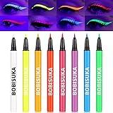 BOBISUKA 8 Colors UV Neon Liquid Eyeliner Set, Matte Colored Eyeliners Pen, Colorful Waterproof Smudge-proof Pigmented Graphic Liners, Delineadores de Colores Para Ojos Eye Makeup Gift Kit