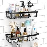 Moforoco Shower Caddy Shelf Organizer Rack, Self Adhesive Black Bathroom Shelves Basket, Home Farmhouse Wall Inside Organization and Storage Decor Rv Accessories, First Camper Apartment Essentials