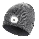 Etsfmoa Unisex Beanie with The Light Gifts for Men Dad Father USB Rechargeable Caps Grey