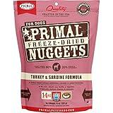 Primal Freeze Dried Raw Dog Food Nuggets, Turkey & Sardine Complete & Balanced Meal, Also Use as Topper or Treat, Premium, Healthy, Grain Free, High Protein Raw Dog Food, 14 oz