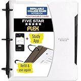 Five Star Flex Hybrid NoteBinder + Study App, 1 Inch Binder with Tabs, Customizable Cover, Notebook and 3-Ring Binder All-in-One, White (29326AE2)