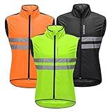 WOSAWE Men's High Visibility Cycling Wind Vest Sleeveless Reflective Bicycle Gilet, XL Green