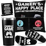 Gamer Gifts, Gaming Gift for Men, Boyfriend Teenage Boy Christmas Gamer Gifts Box- Easter Basket Stuff Game Room Decor for Man, Him, Video Game Lover (Gamer Tumbler+Pillow Cover+Socks+Stainless Sign)