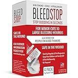 BleedStop™ First Aid Powder for Blood Clotting, Trauma Kit, Blood Thinner Patients, Camping Safety, and Survival Equipment for Moderate to Severe Bleeding Wounds or Nosebleeds - 4 (15g) Pouches