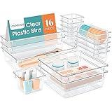 StorMiracle 16 PCS Drawer Organizer Set, 5 Varied Size Bathroom and kitchen Drawer cabinet organizer Trays, Clear Storage Bins for Makeup, Jewelry, Utensils and Gadgets