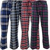 Andrew Scott Men's 4 Pack 100% Cotton Flannel Pajama Sleep Pant - Lounge Pants