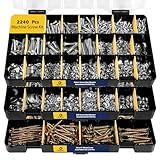 Bonost 2240 Pieces Hardware Assortment Kit - Metric & SAE Machine Screw Assortment Kit with Assorted Nuts, Bolts, and Washers (3 Trays)