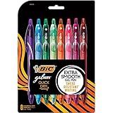 BIC Gelocity Quick Dry Assorted Colors Gel Pens, Medium Point (0.7mm), 8-Count Pack, Retractable Gel Pens With Comfortable Full Grip