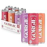 GORGIE Sugar Free Natural Energy Drinks, Sparkling Original Variety Pack (6 Cans) Healthy Energy Drink, Natural Coffee Replacement with Green Tea Caffeine and Biotin 150mg Caffeine, Vegan, Low Calorie