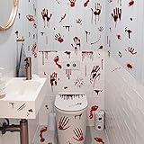 Halloween Bloody Handprint Footprint Window Stickers Wall Stickers for Halloween Party Decorations Inside Outside Decor Come with Plastic Scraper Tools