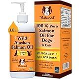 Natural Dog Company Pure Wild Alaskan Salmon Oil for Dogs (16oz) Skin & Coat Supplement for Dogs, Dog Oil for Food with Essential Fatty Acids, Fish Oil Pump for Dogs, Omega 3 Fish Oil for Dogs