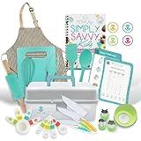 Tovla Jr. Kids Real Cooking and Baking Gift Set with Cookbook and Storage Case- Complete Cooking Supplies for the Junior Chef - Kids Baking Set for Girls & Boys - Utensils and Kid Safe Knives Included