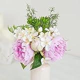 Factory Direct Craft Artificial Beauty Pink and Cream Hydrangea and Peony Bouquet for Spring Decorating and Wedding Arrangements (11" H)