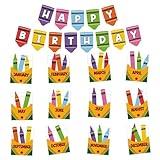 Happy Birthday Bulletin Board Decorations Set Colorful Crayon Birthday Bulletin Board Sets Classroom Birthday Chart for Back to School Classroom Wall Decorations