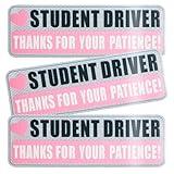 UBOG 3PCS Student Driver Magnet,Student Driver Sticker Magnet for Car,Car Accessories Reflective Student Driver Sticker,Funny Car Magnets Car Magnet Bumper Sticker for New Student Learner Drivers