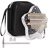 LUCKIPLUS Cute Kalimba Thumb Piano 17 Keys-Star Crystal Acrylic Finger Piano-Portable Mbira Musical Instruments Cute Christmas Gift with Tune Hammer and Study Instruction for Adults Beginners