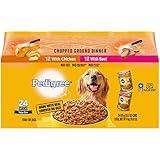 PEDIGREE CHOPPED GROUND DINNER Adult Canned Soft Wet Dog Food Variety Pack, with Chicken and Beef, 13.2 oz. Cans 24 Pack